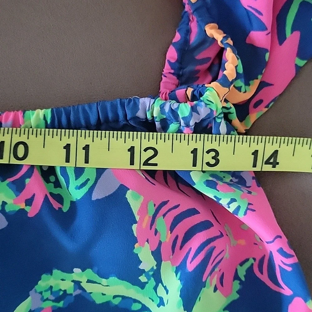 Lilly Pulitzer Sanilla Silk Off The Shoulder "Indigo All A Glow" Print Size S - Picture 8 of 13
